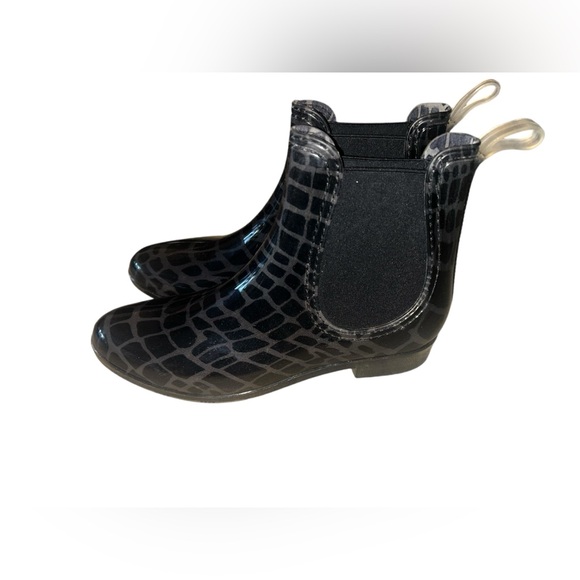 HENRY FERRERA Black Croco Ankle Rain Boots womens 11 - Picture 1 of 7